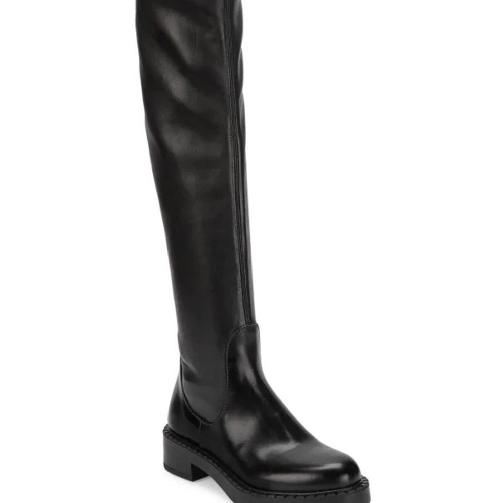 Prada Over-the-knee black leather boots 6.5/7